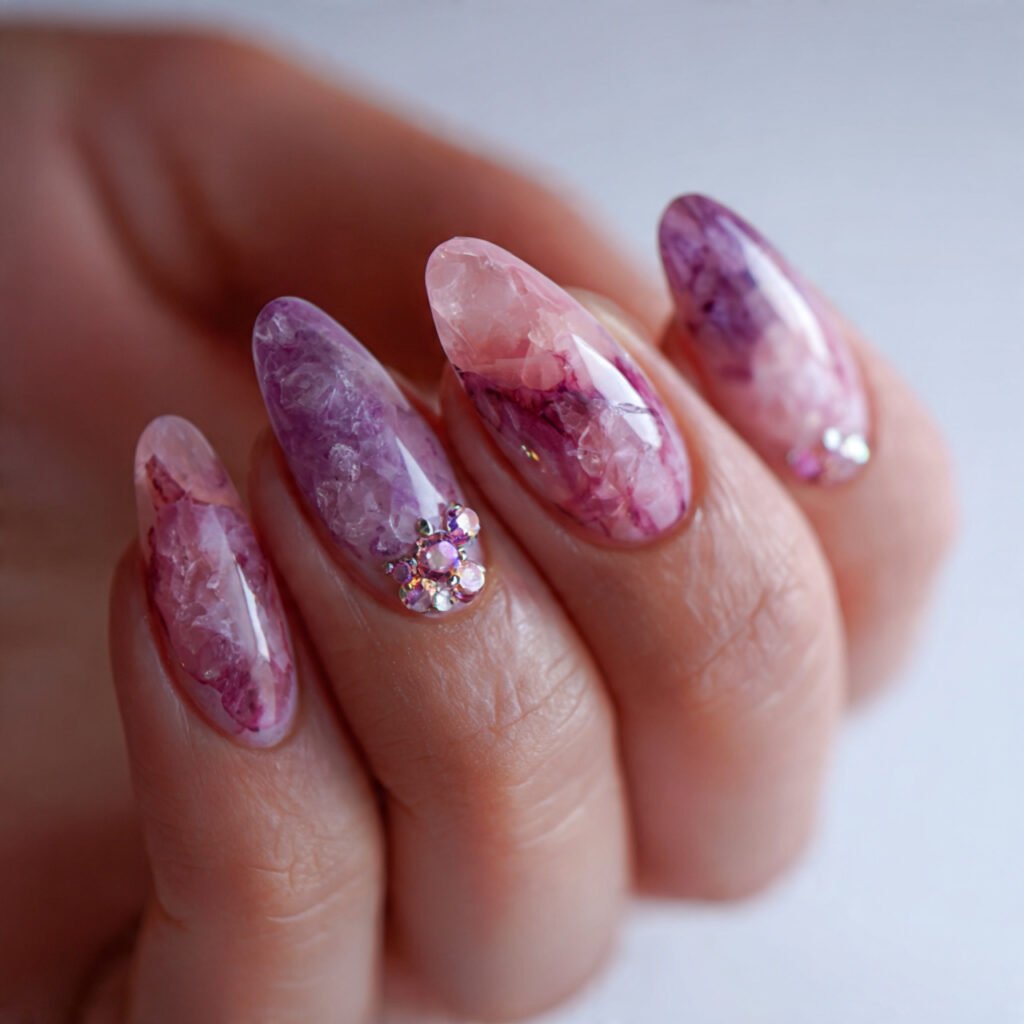 27 Early Spring Nails Ideas That Are Totally Fresh & Trendy 2026 27 Gemstone and Crystal Spring Nail Ideas