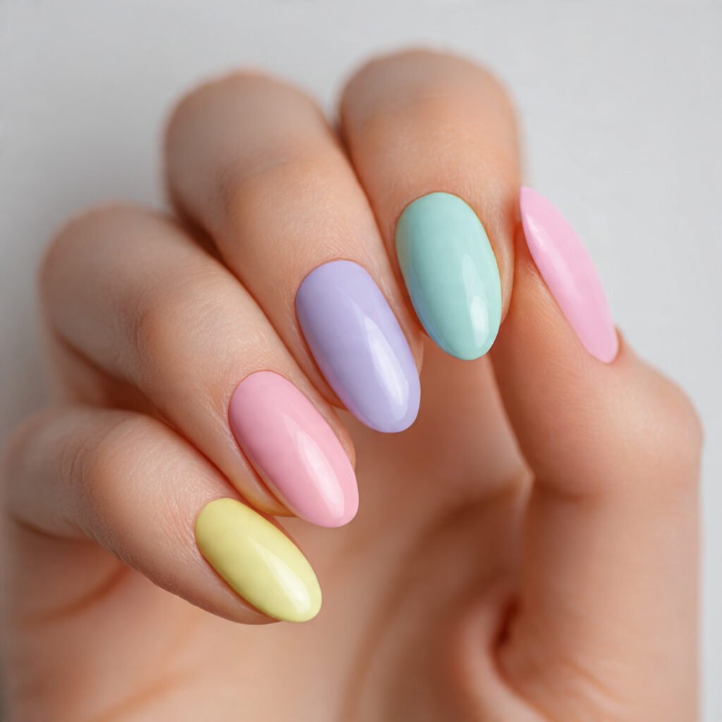 27 Early Spring Nails Ideas That Are Totally Fresh & Trendy 2026 2 Pastel Easter Egg Nail Ideas