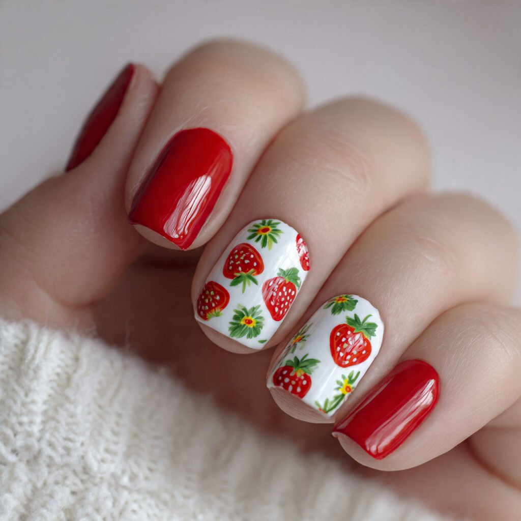 27 Early Spring Nails Ideas That Are Totally Fresh & Trendy 2026 22 Strawberry Nail Ideas