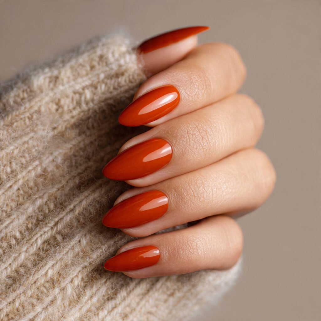 27 Stunning Thanksgiving Nail Ideas for a Festive Look 2 Burnt Orange Nail Ideas