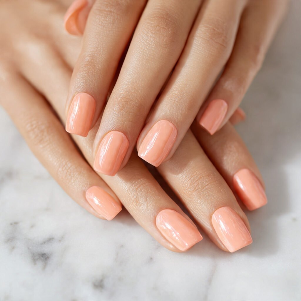 25 Awesome Summer Nails Square Designs That Make Every Outfit Better 10 Peach Fuzz Glazed Look