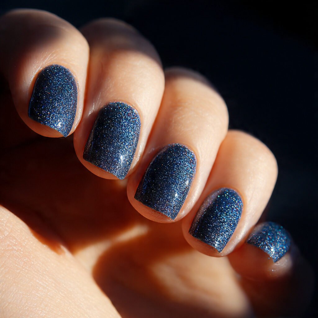 Blue Glitter Nails