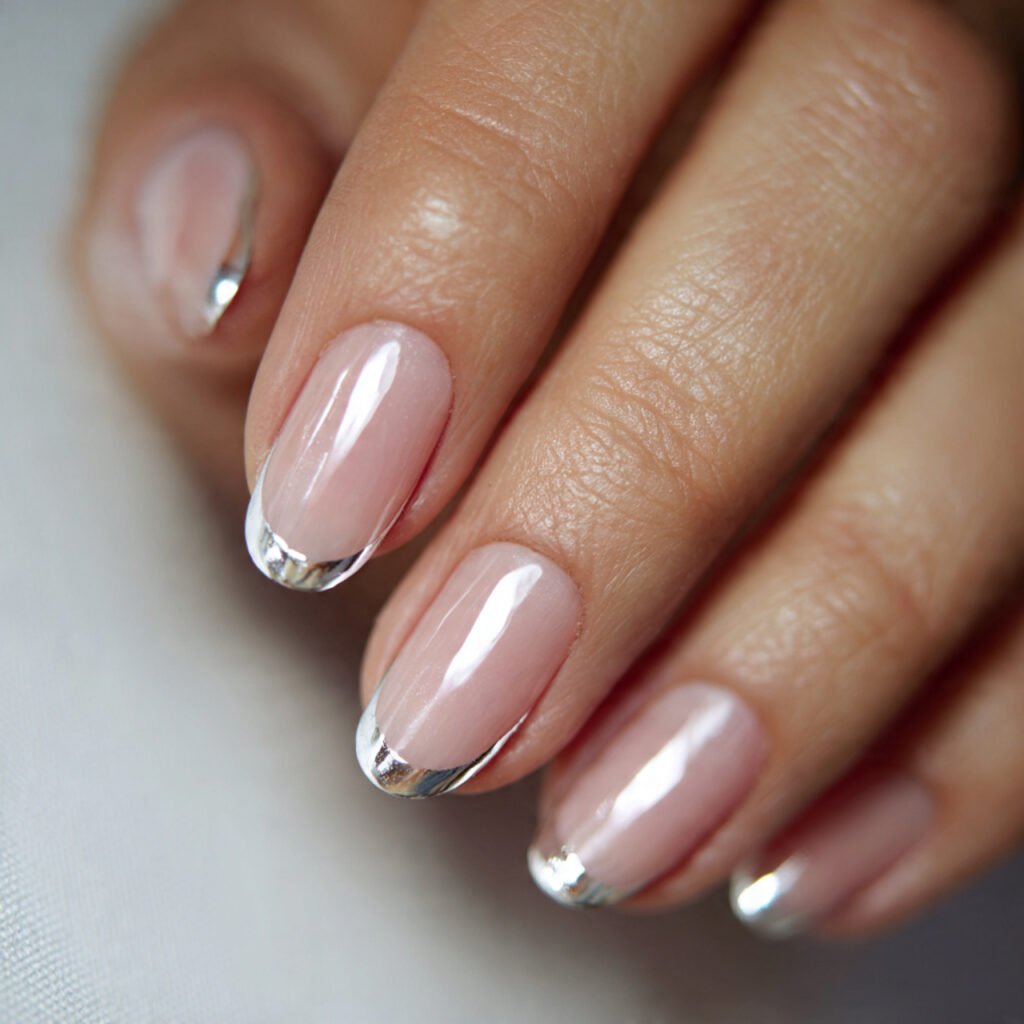 29 Best French Tip Nail Ideas That Go Way Beyond Basic White 11 Chrome Tip French Nails