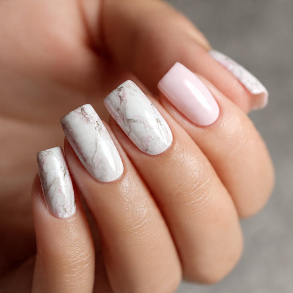 29 Fresh Summer Nails Ideas That Are Trending Right Now 12 Marble Effect Summer Nails Ideas