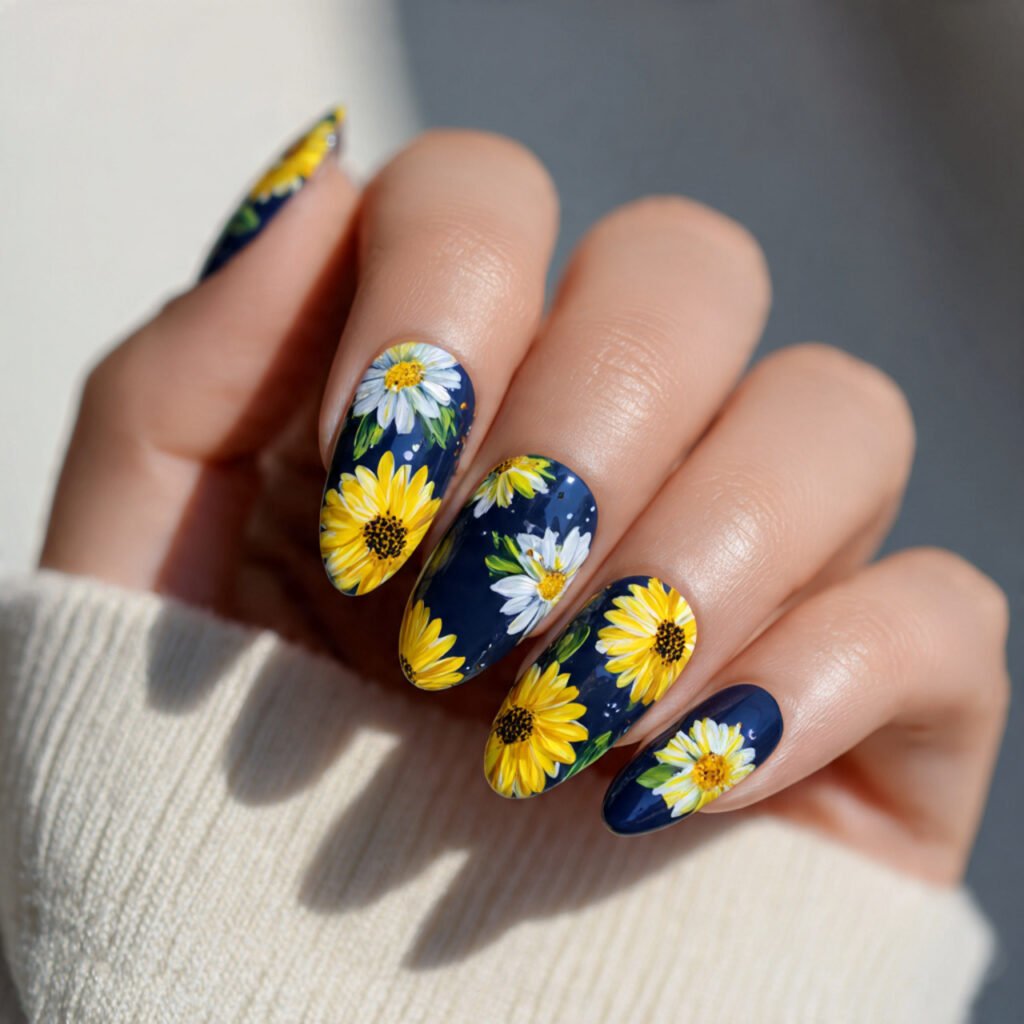 Yellow Floral Nail Ideas