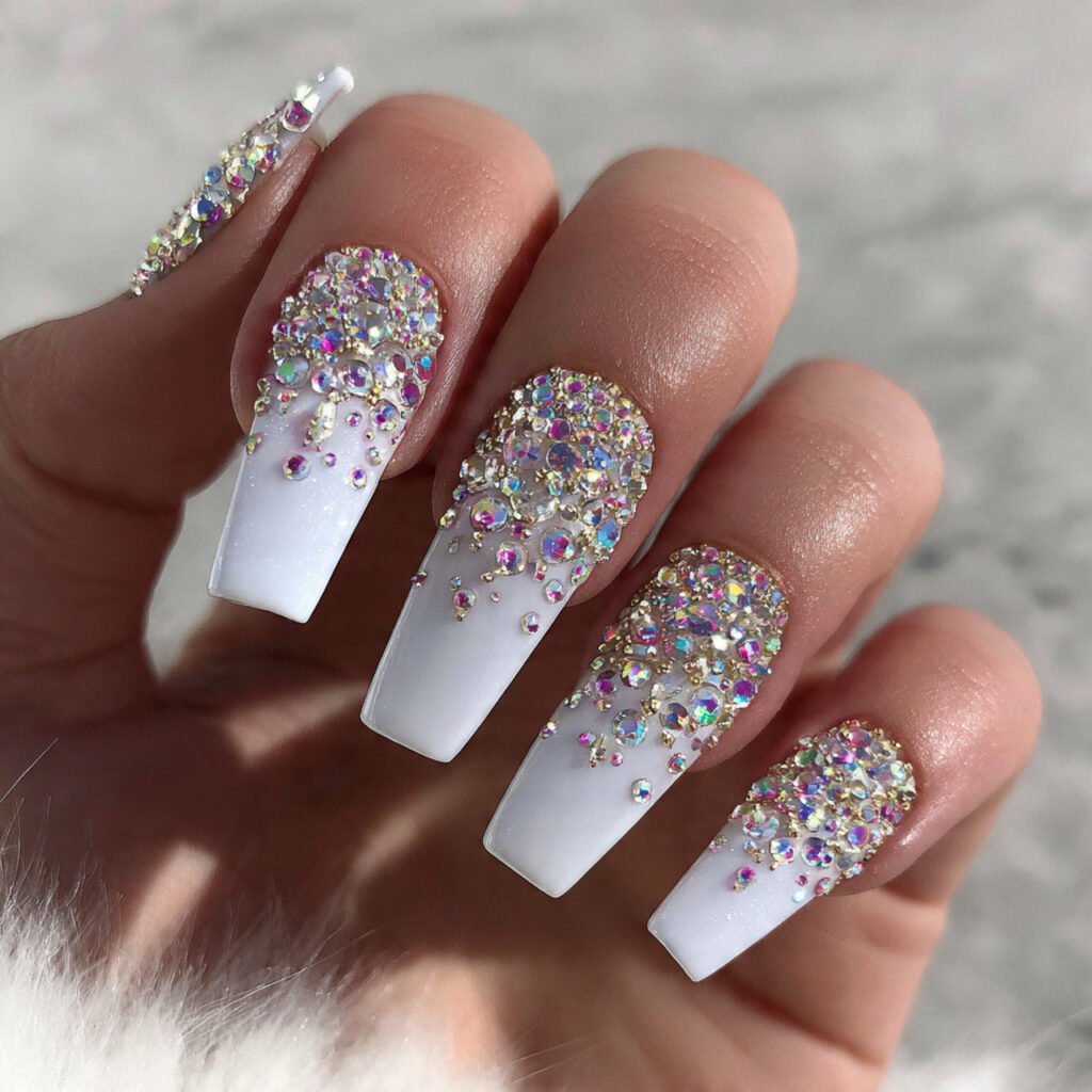 Crystal Embellished Nail Ideas