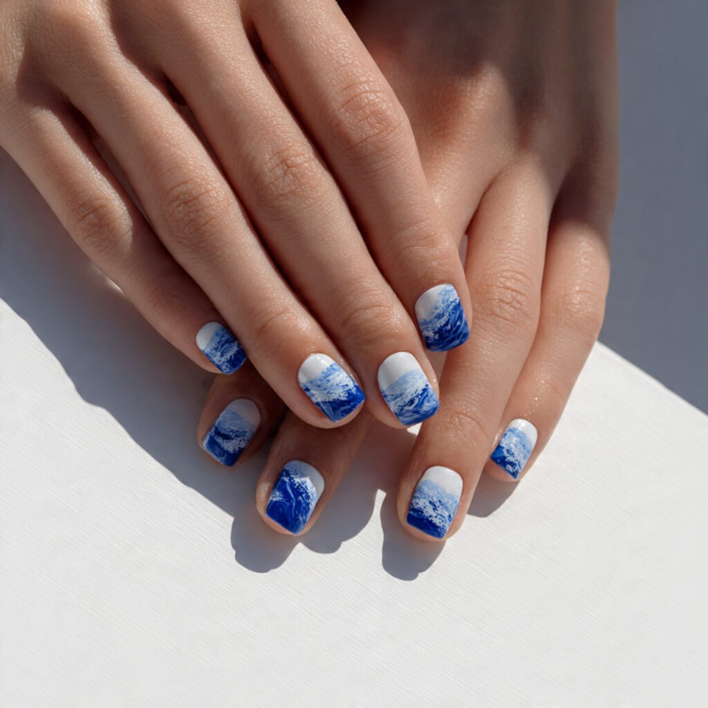 25 Awesome Summer Nails Square Designs That Make Every Outfit Better 12 Surf Wave Art Design