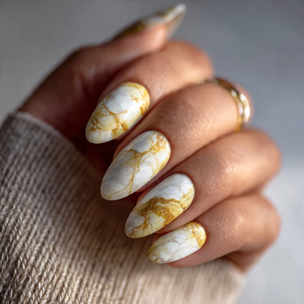 Yellow Marble Nail Ideas