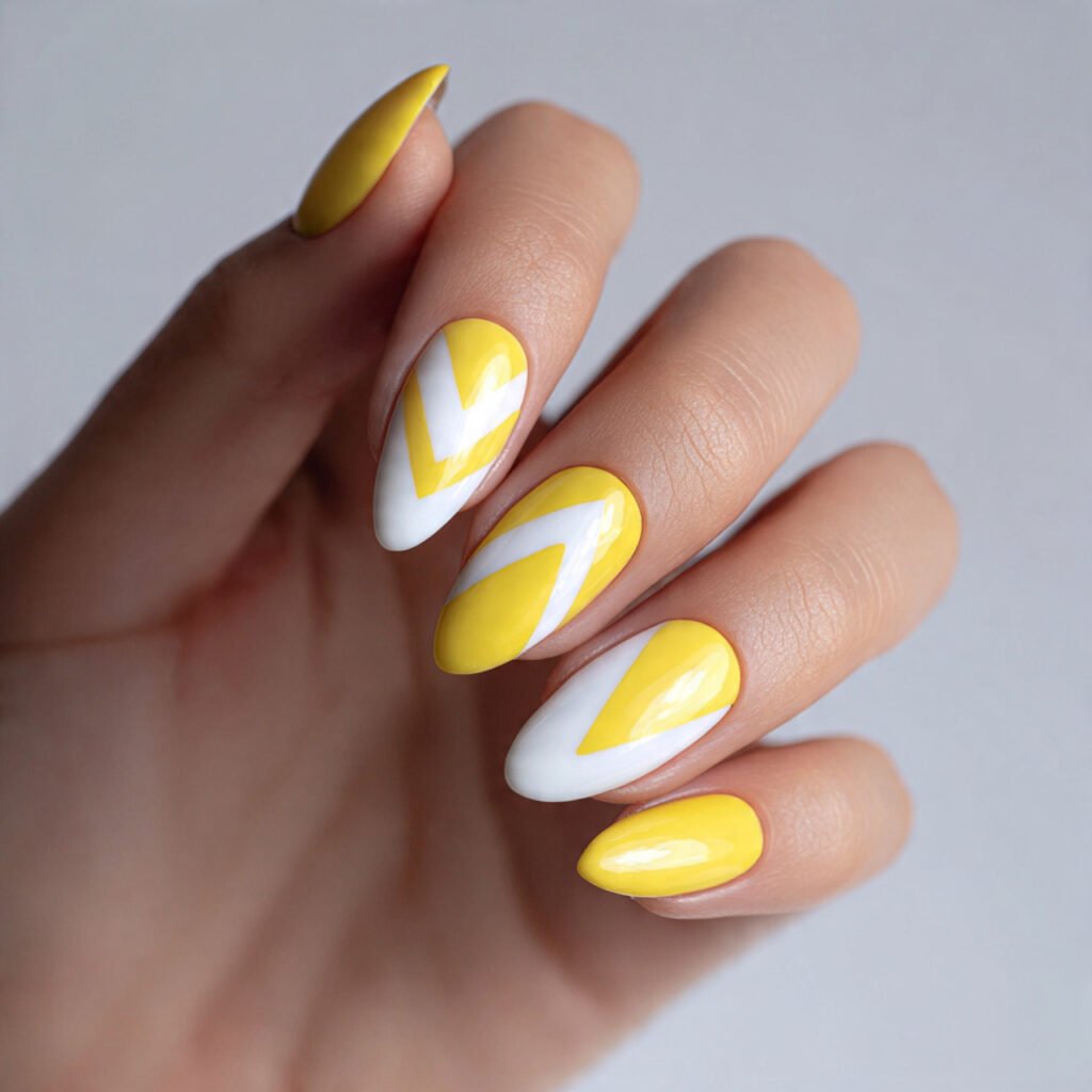 Yellow Geometric Nail Ideas