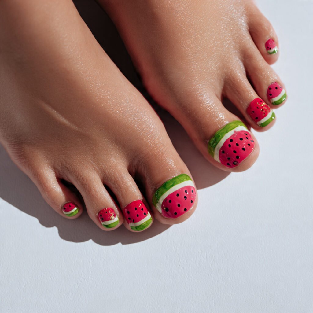 22 Best Summer Toe Nails Ideas for Every Vibe and Occasion 10 Fun Watermelon Prints