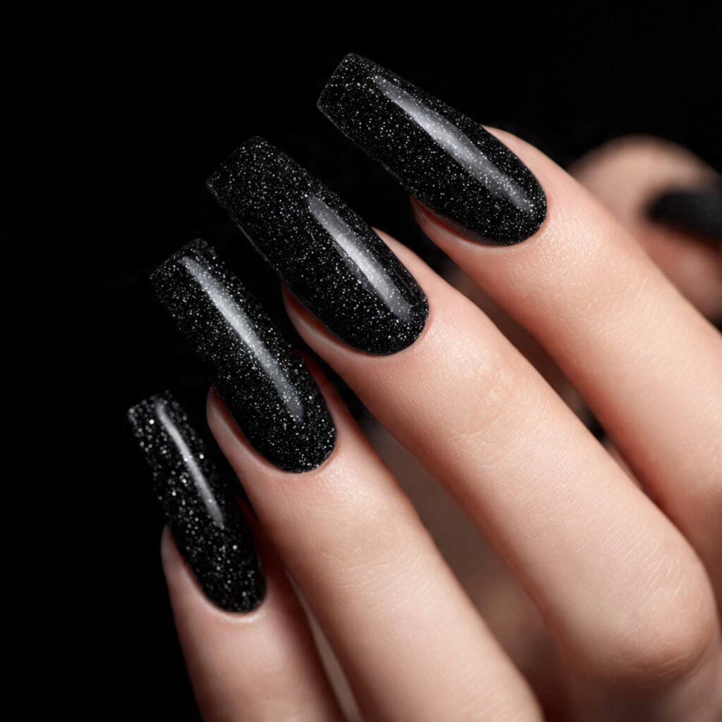 30 Best Dark Nail Ideas for Every Shade of Mysterious 15 Onyx Glitter Nails Ideas