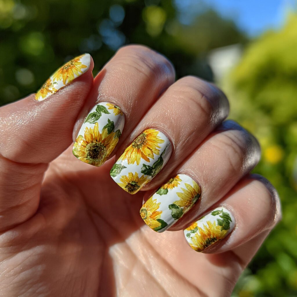 29 Fresh Summer Nails Ideas That Are Trending Right Now 14 Sunflower Nails Ideas