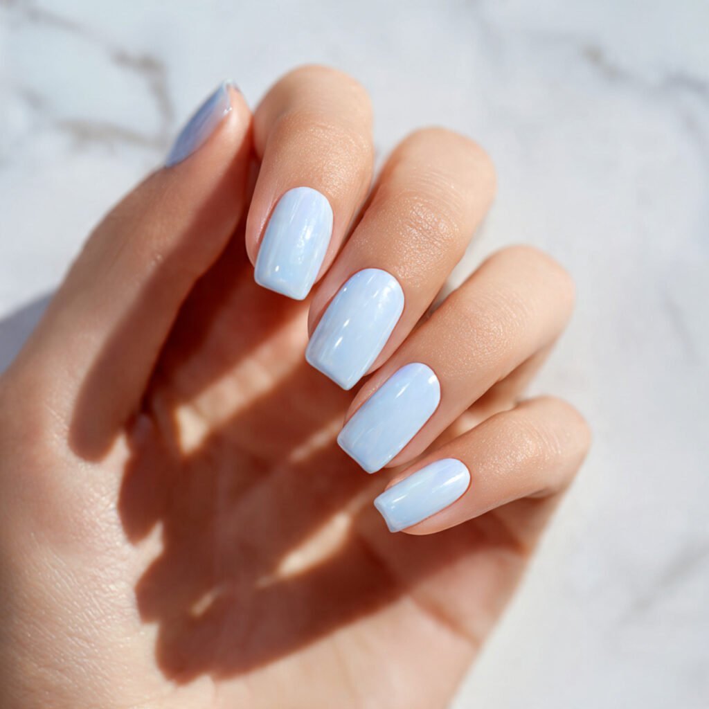 Ice Blue Sheer Nails
