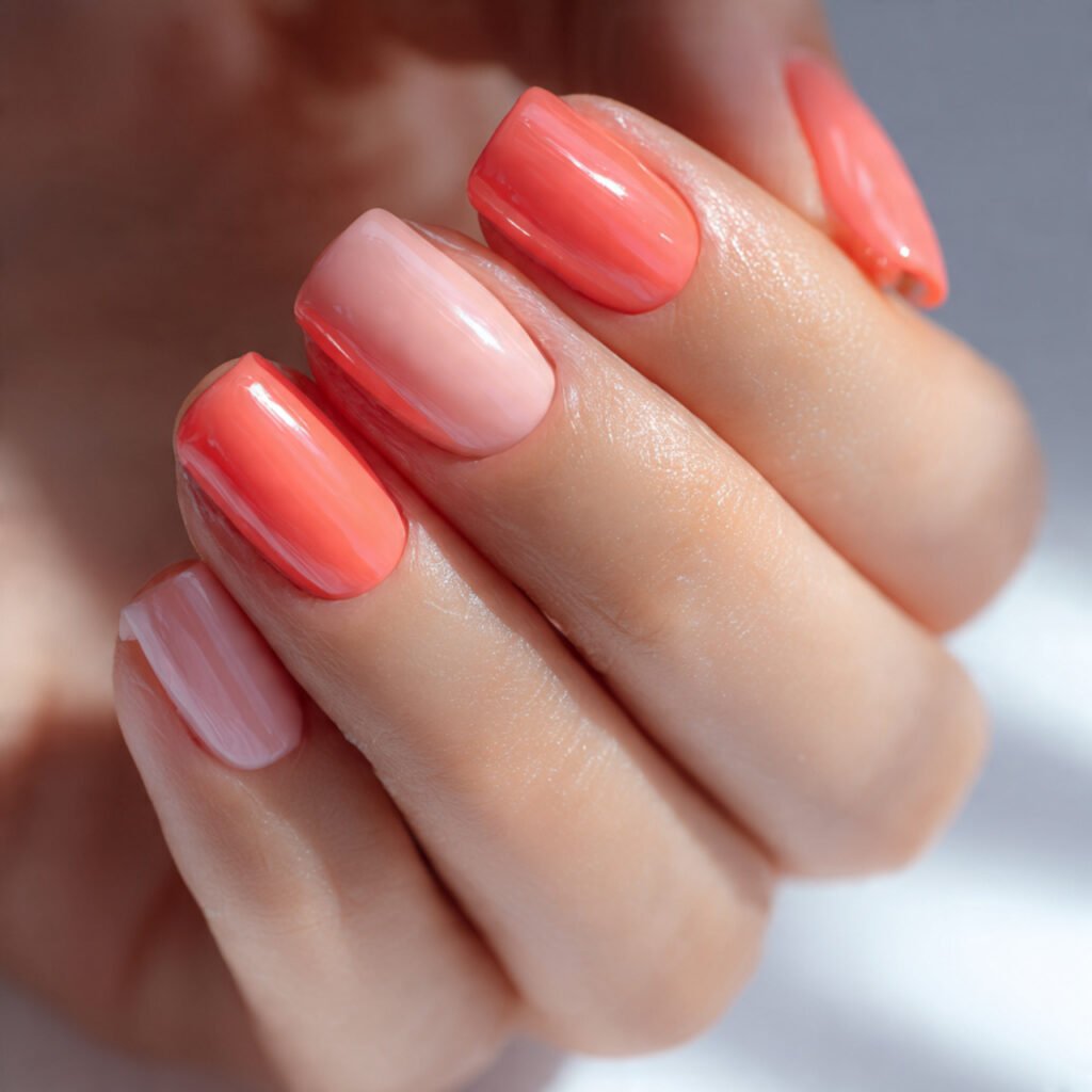 29 Fresh Summer Nails Ideas That Are Trending Right Now 16 Coral and Peach Nails Ideas