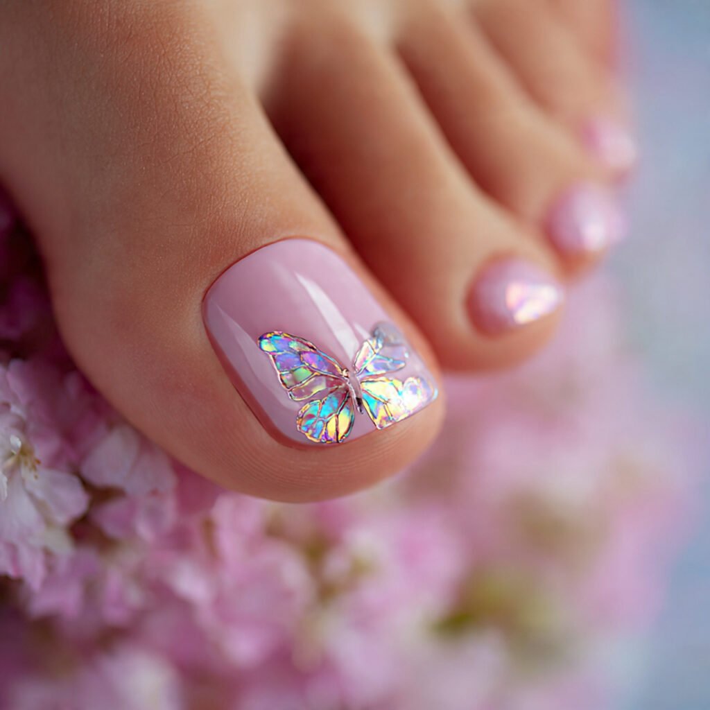 22 Best Summer Toe Nails Ideas for Every Vibe and Occasion 12 Whimsical Butterfly Accents