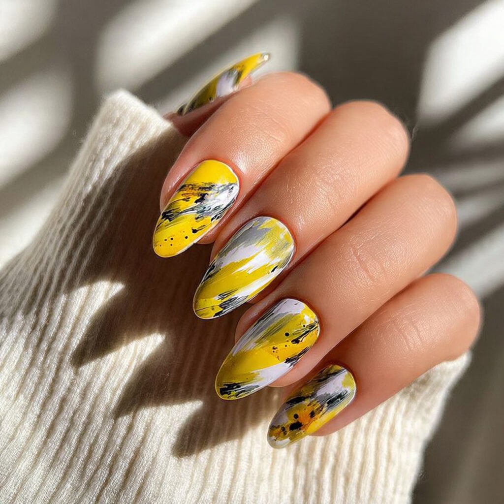 Yellow Abstract Nail Ideas