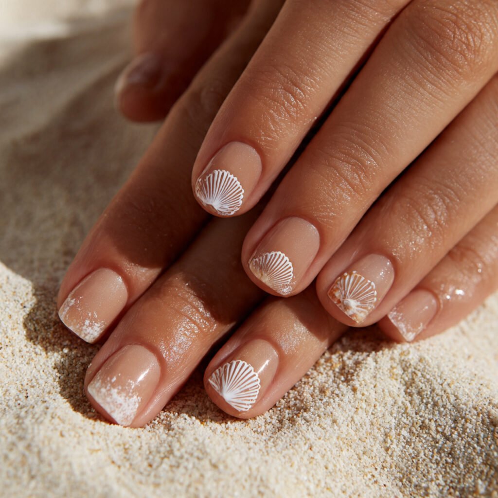 25 Awesome Summer Nails Square Designs That Make Every Outfit Better 17 Seashell Inspired Art