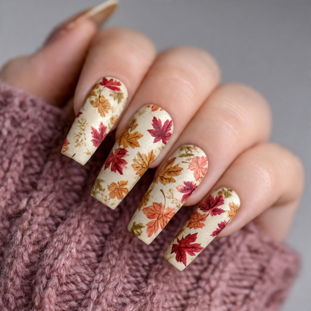 27 Stunning Thanksgiving Nail Ideas for a Festive Look 3 Autumn Leaf Nail Ideas