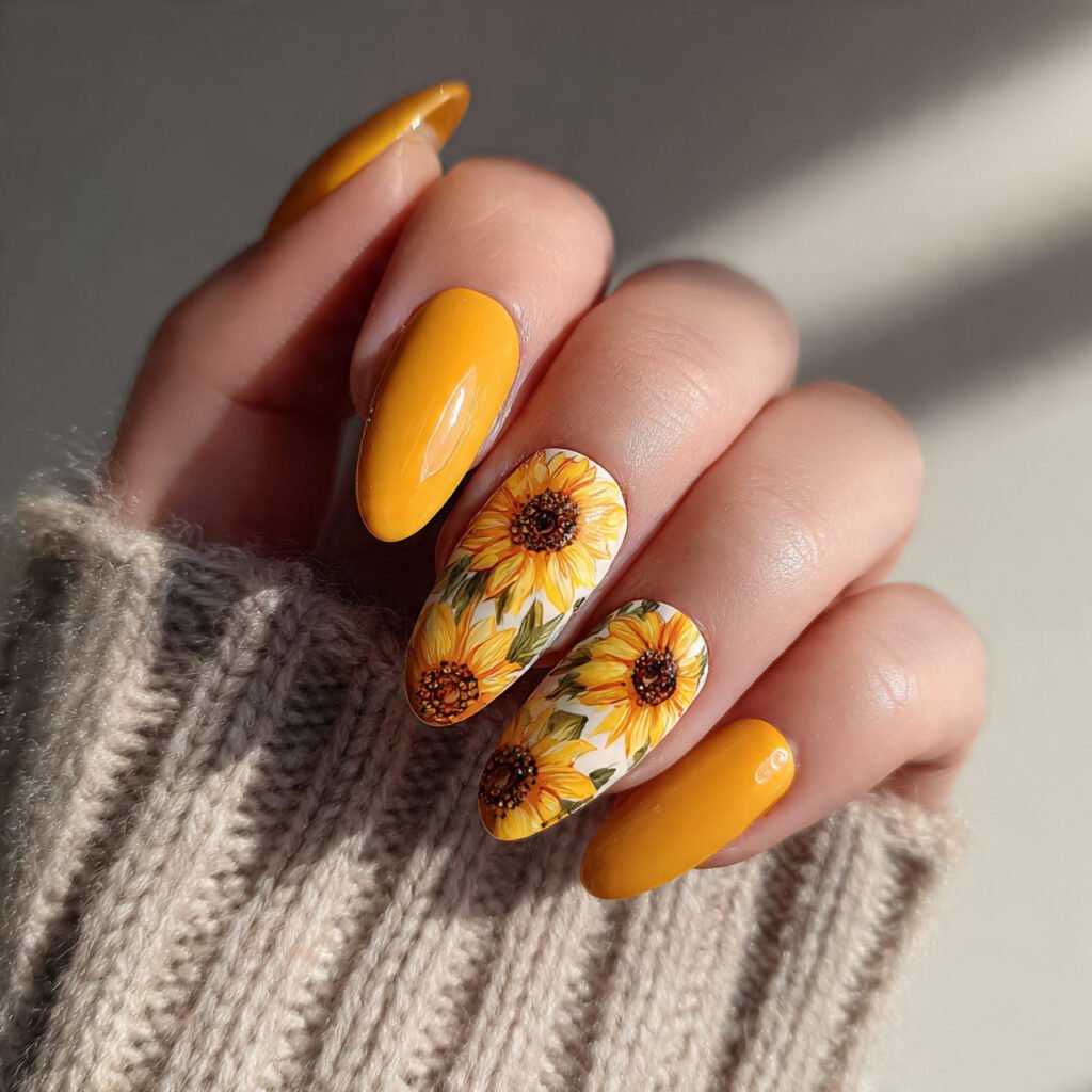 Sunflower Nail Ideas