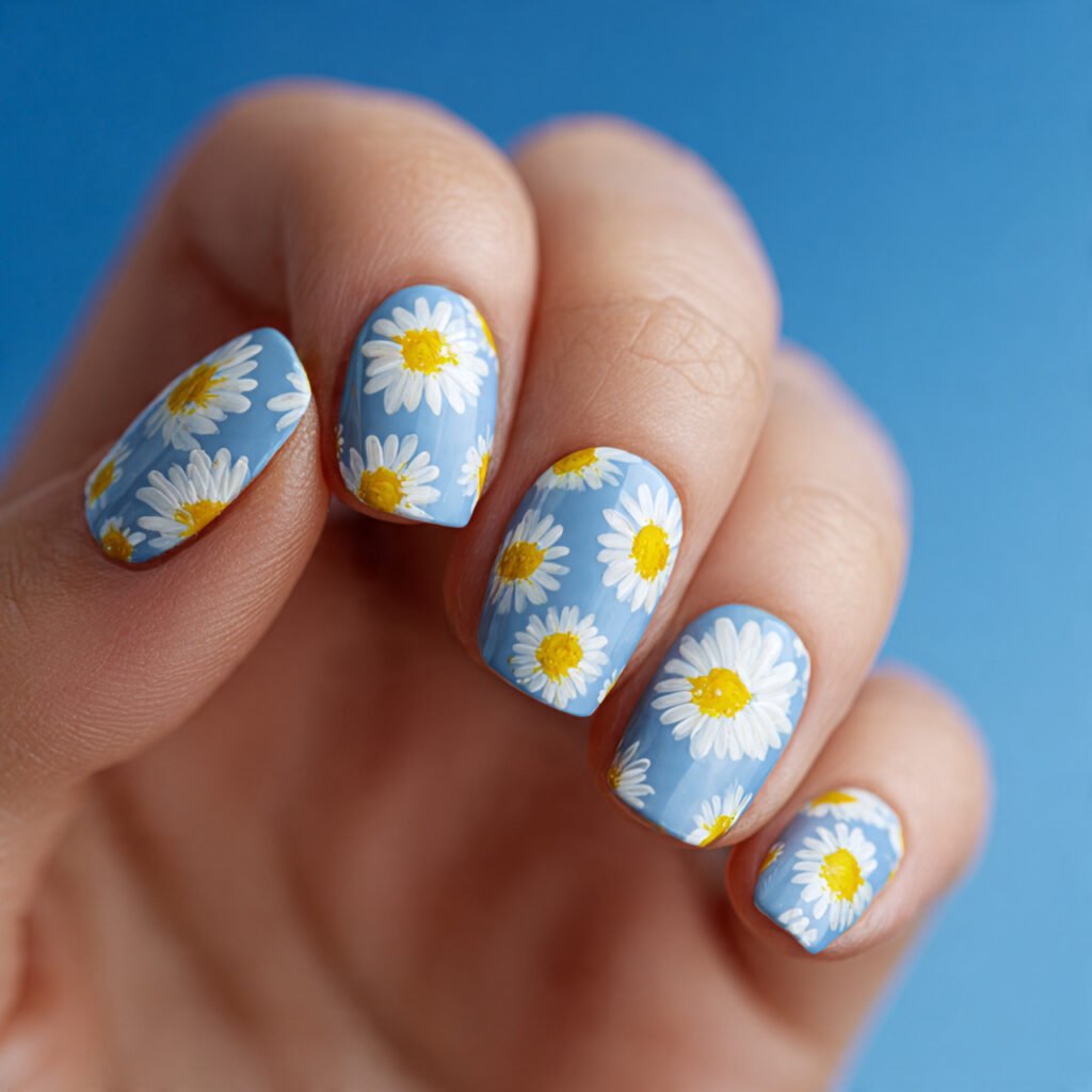 29 Fresh Summer Nails Ideas That Are Trending Right Now 20 Daisy Summer Nails Ideas