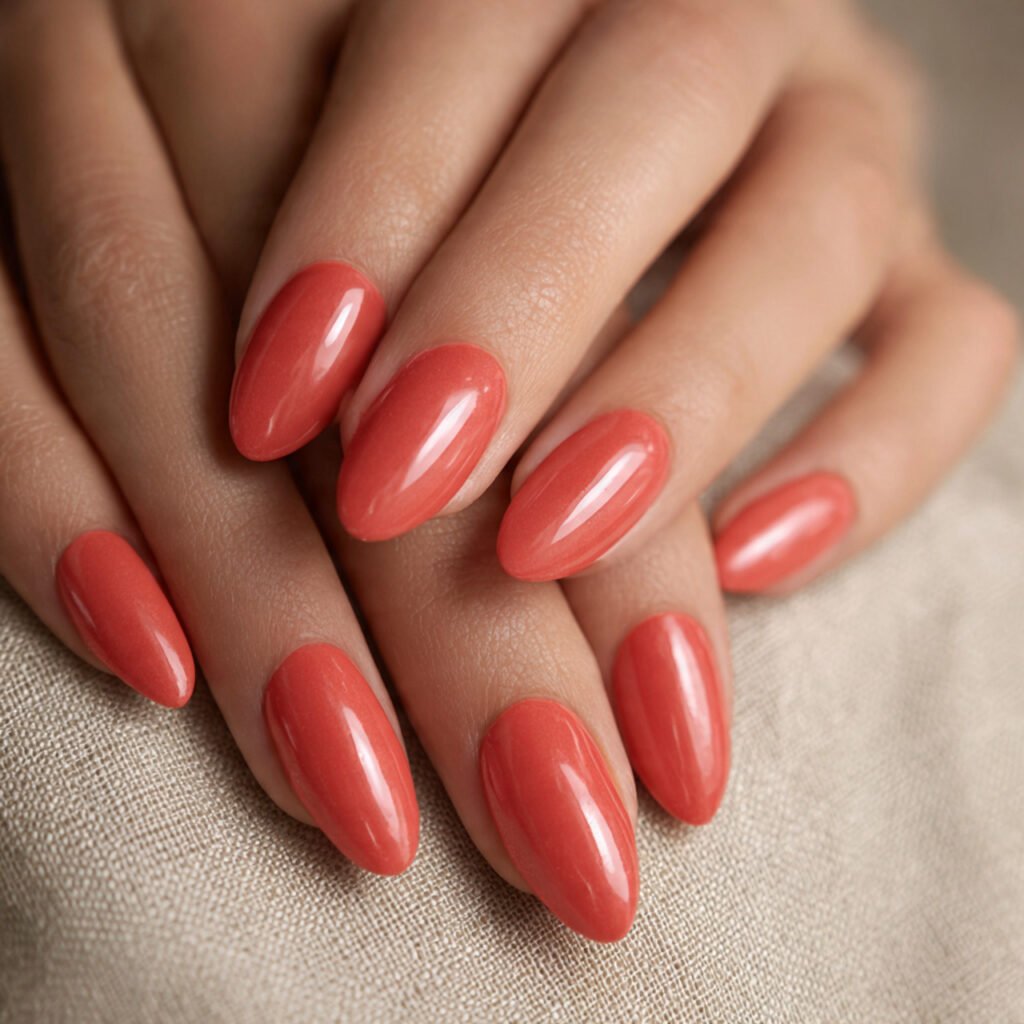 26 Summer Nails Simple Designs That Work for Any Occasion 19 Almond Shape in Coral