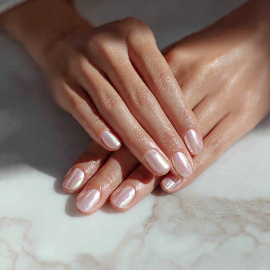 25 Awesome Summer Nails Square Designs That Make Every Outfit Better 20 Iridescent Pearl Finish