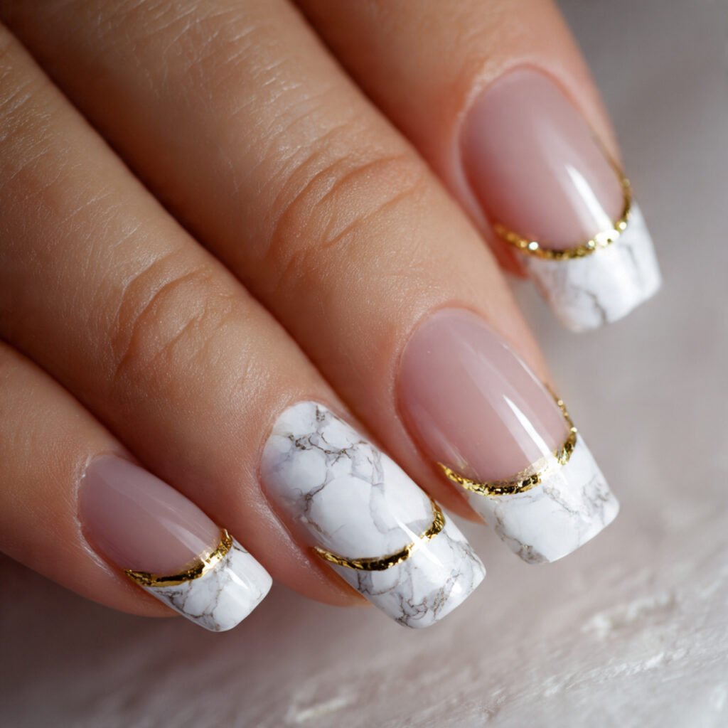 29 Best French Tip Nail Ideas That Go Way Beyond Basic White 22 Marble Tip French Design