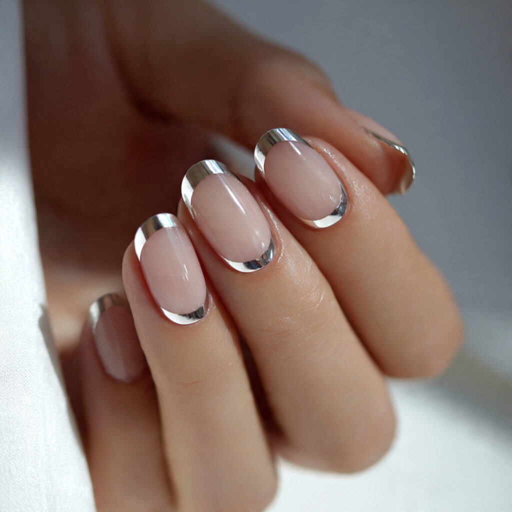 Negative Space Chrome Nail Ideas