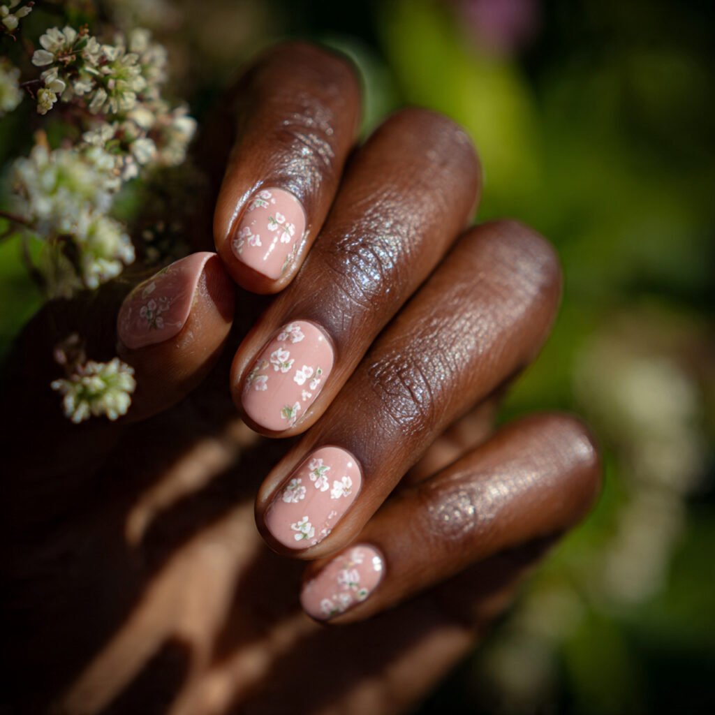 Pale Peach With Floral Accents