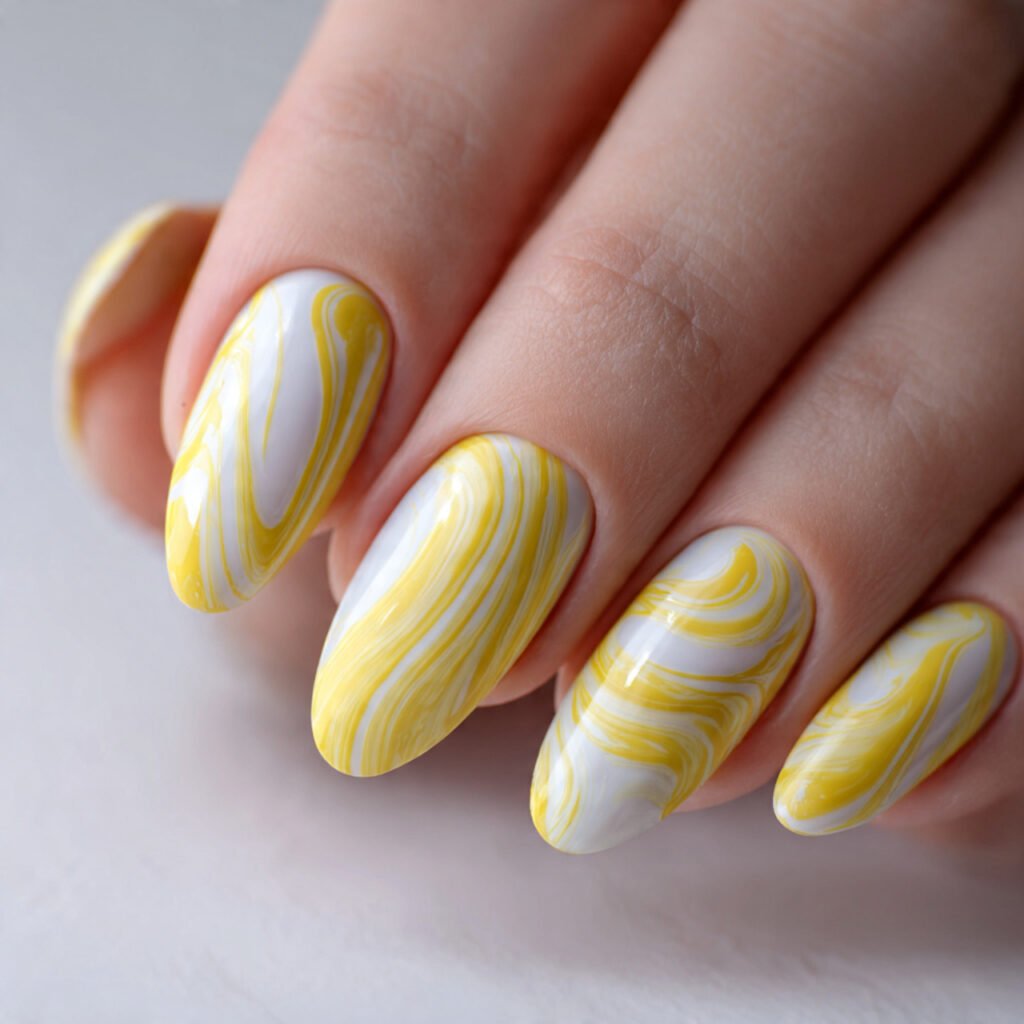 Yellow Swirl Nail Ideas