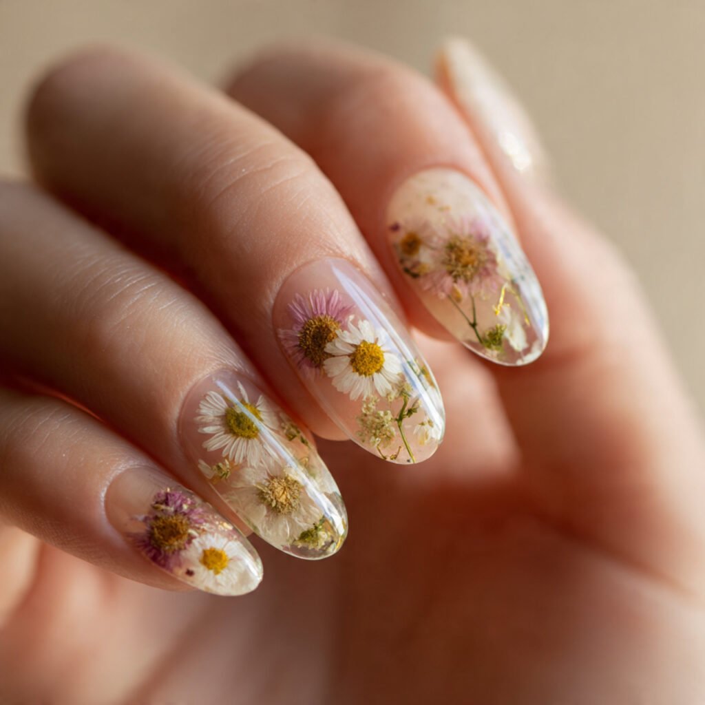 Pressed Flower Nails Ideas