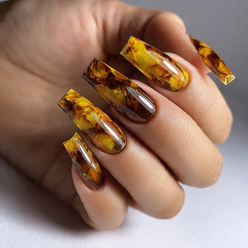 Yellow Tortoiseshell Nail Ideas