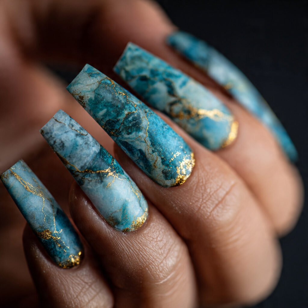 Aqua Marble Nails Ideas