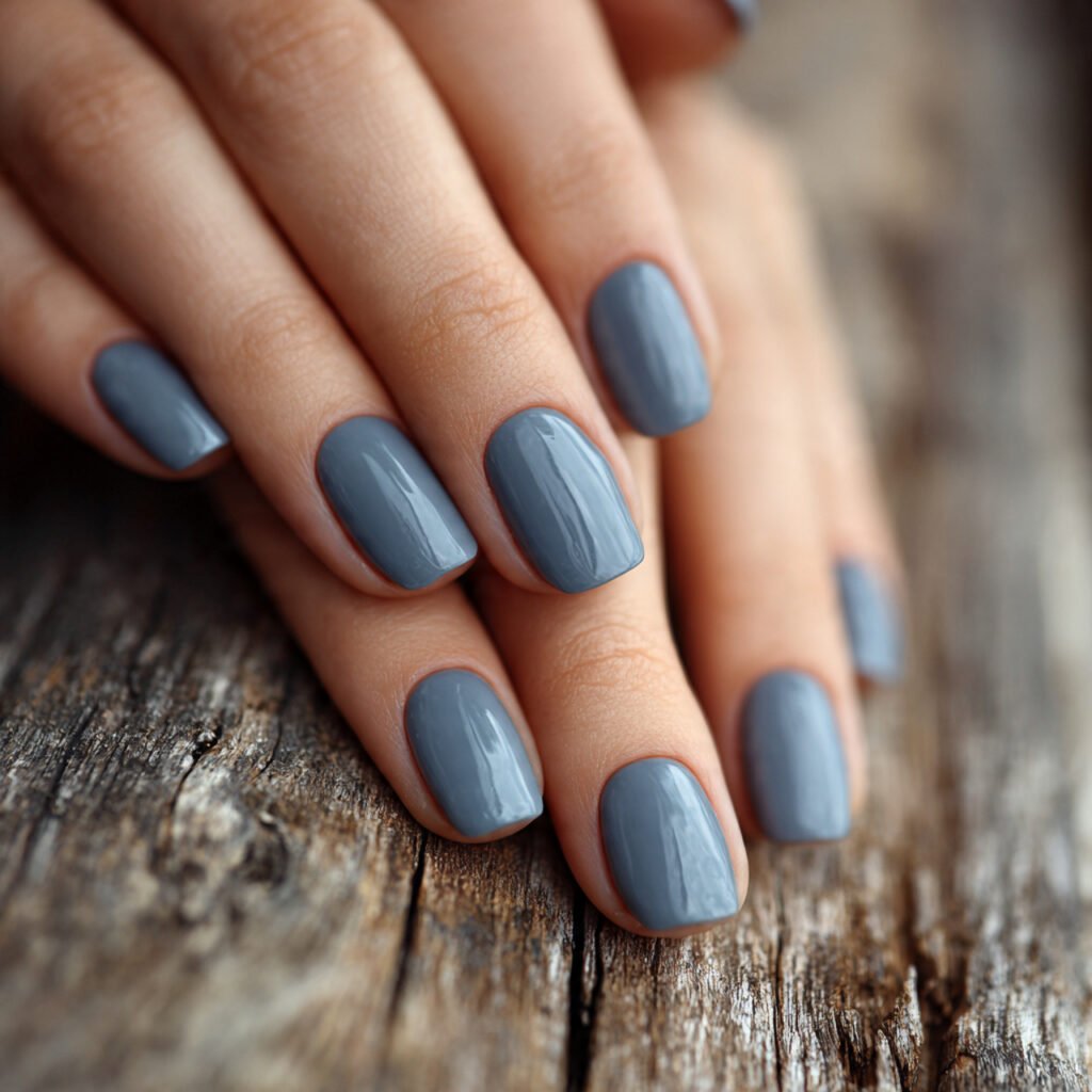 Dusty Blue Matte Nails