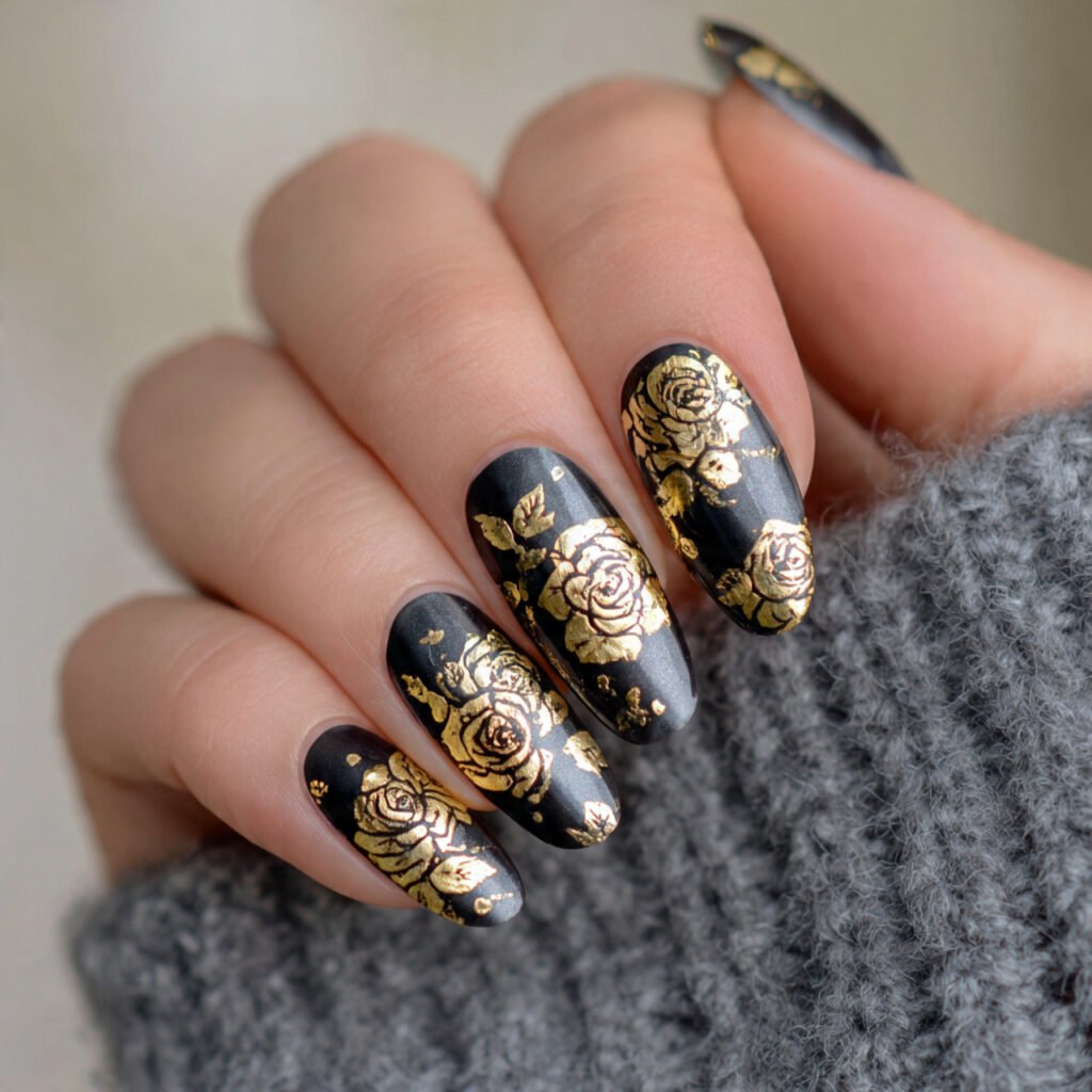 Chrome Floral Nail Ideas