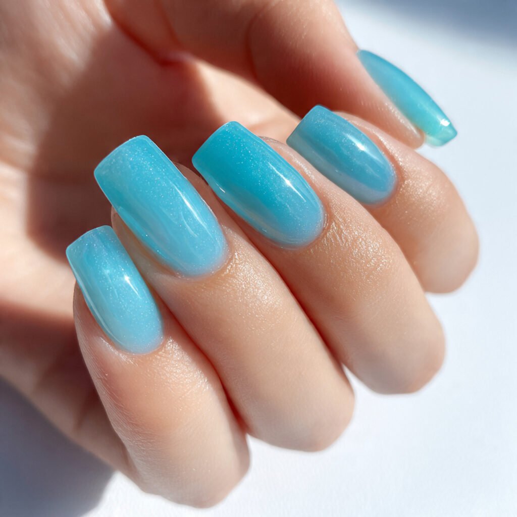 Aqua Blue Jelly Nails