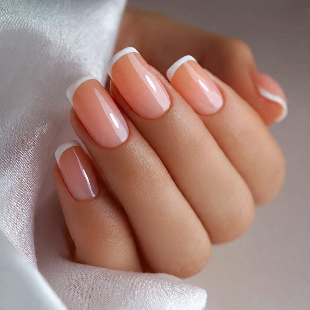 29 Best French Tip Nail Ideas That Go Way Beyond Basic White 27 Peach and White Soft French