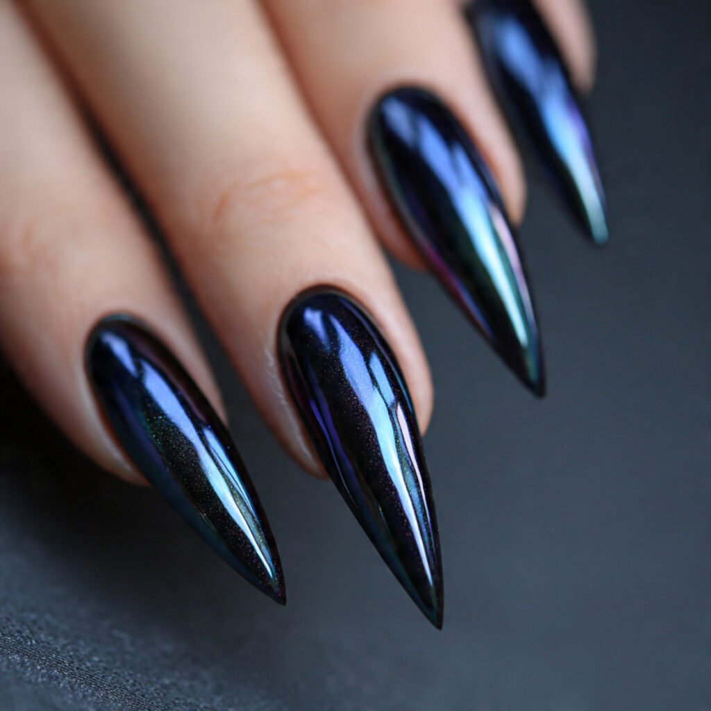 Deep Space Chrome Nail Ideas