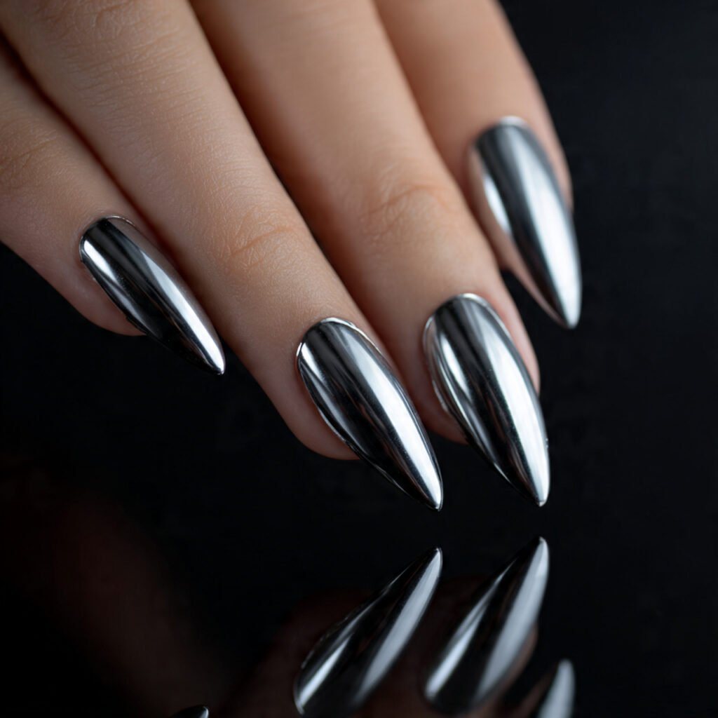 Futuristic Silver Nails Ideas