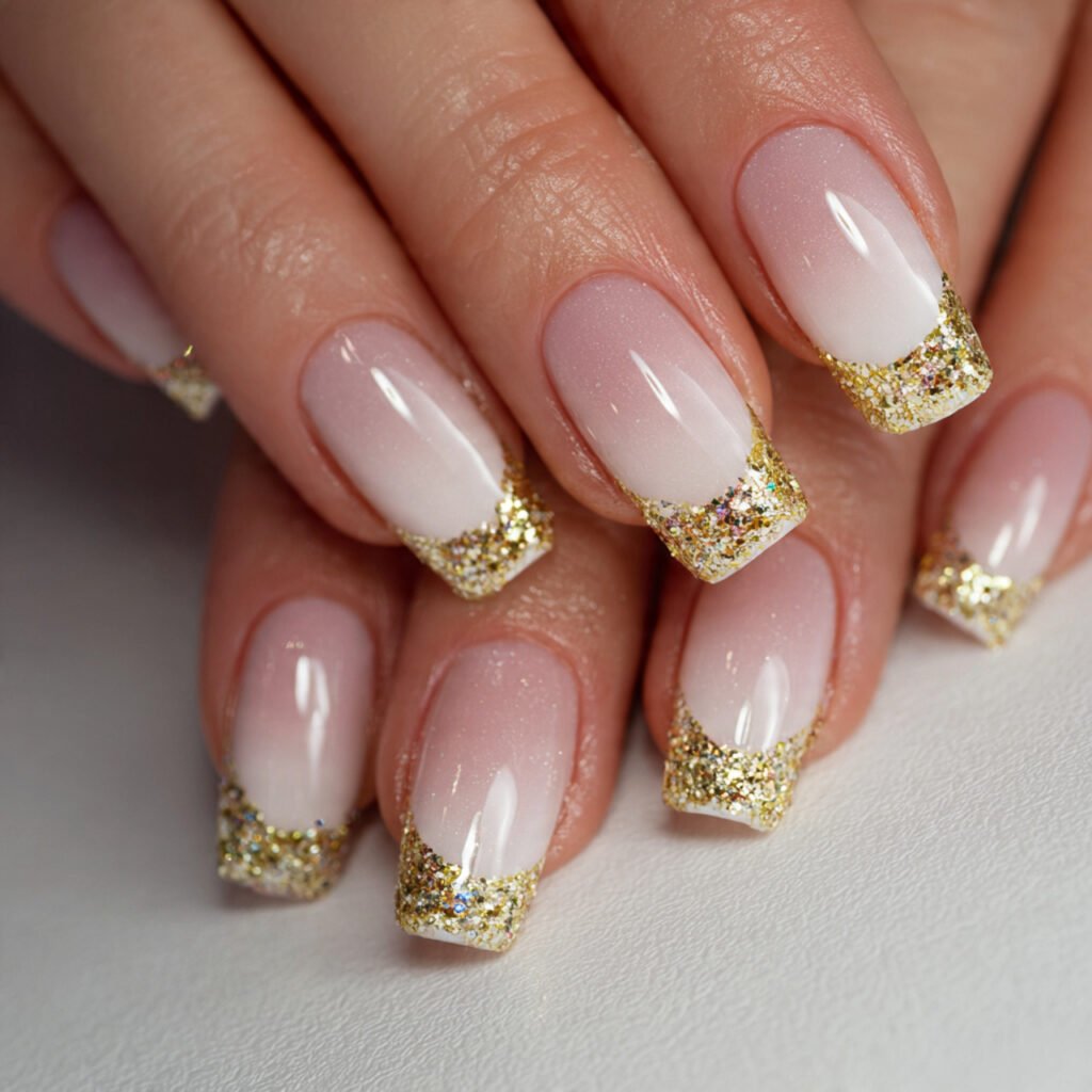 29 Best French Tip Nail Ideas That Go Way Beyond Basic White 4 Glitter French Line Accent