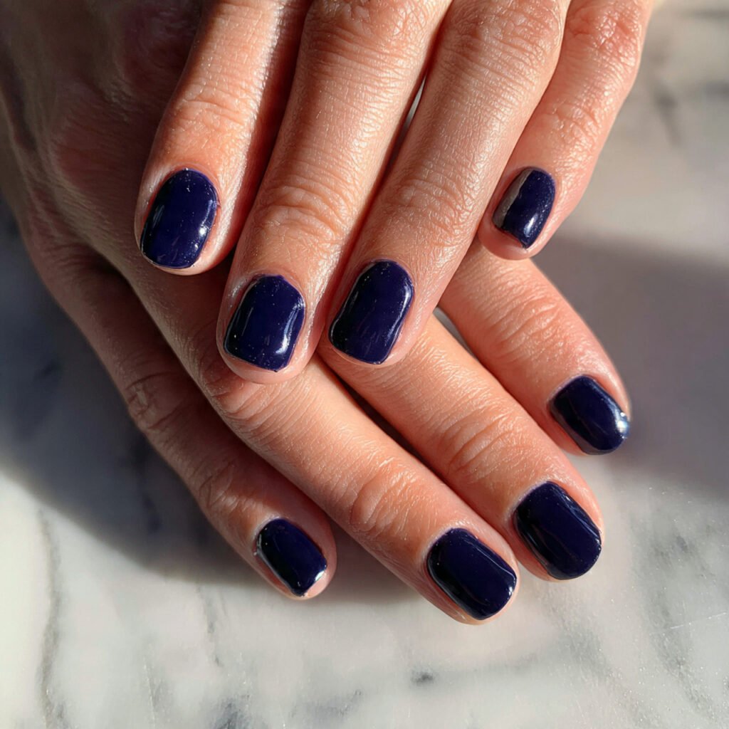 Navy Blue Short Nails