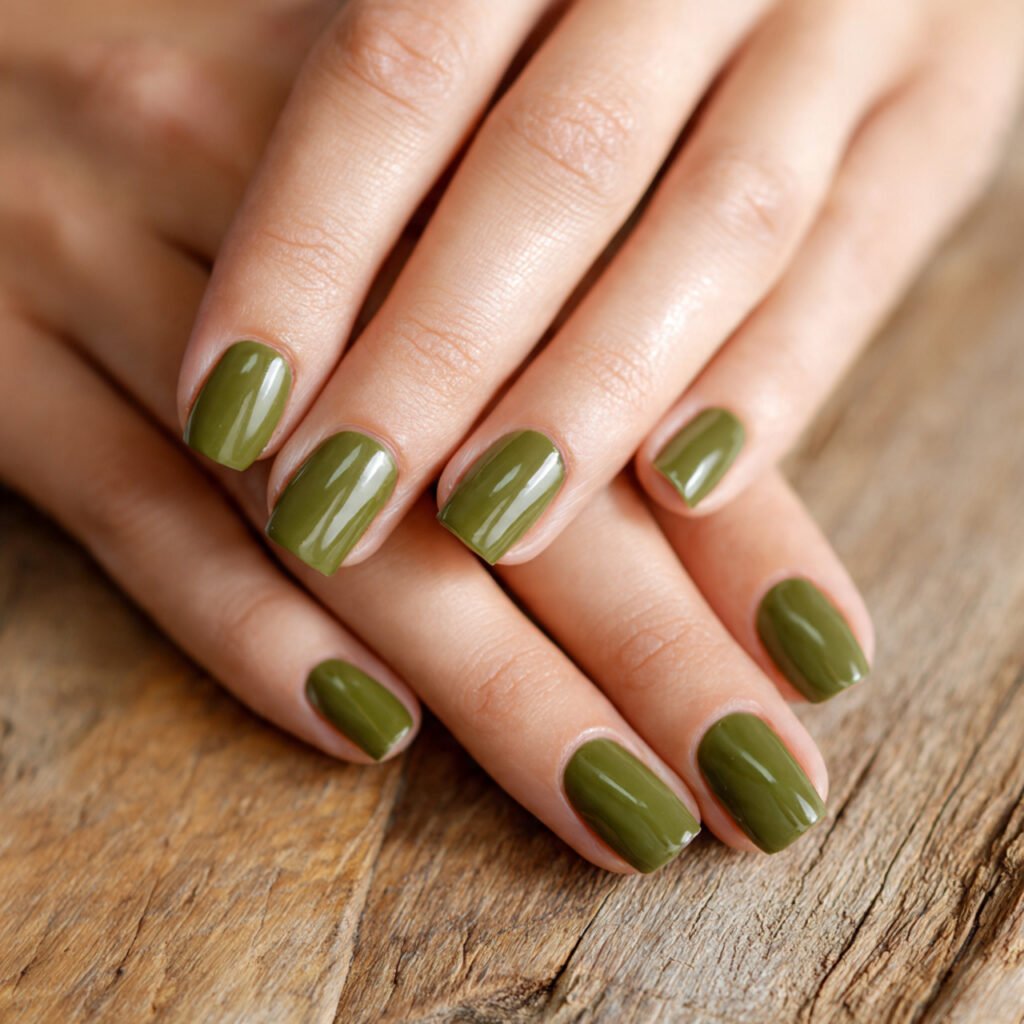 25 Awesome Summer Nails Square Designs That Make Every Outfit Better 26 Olive Green Solid