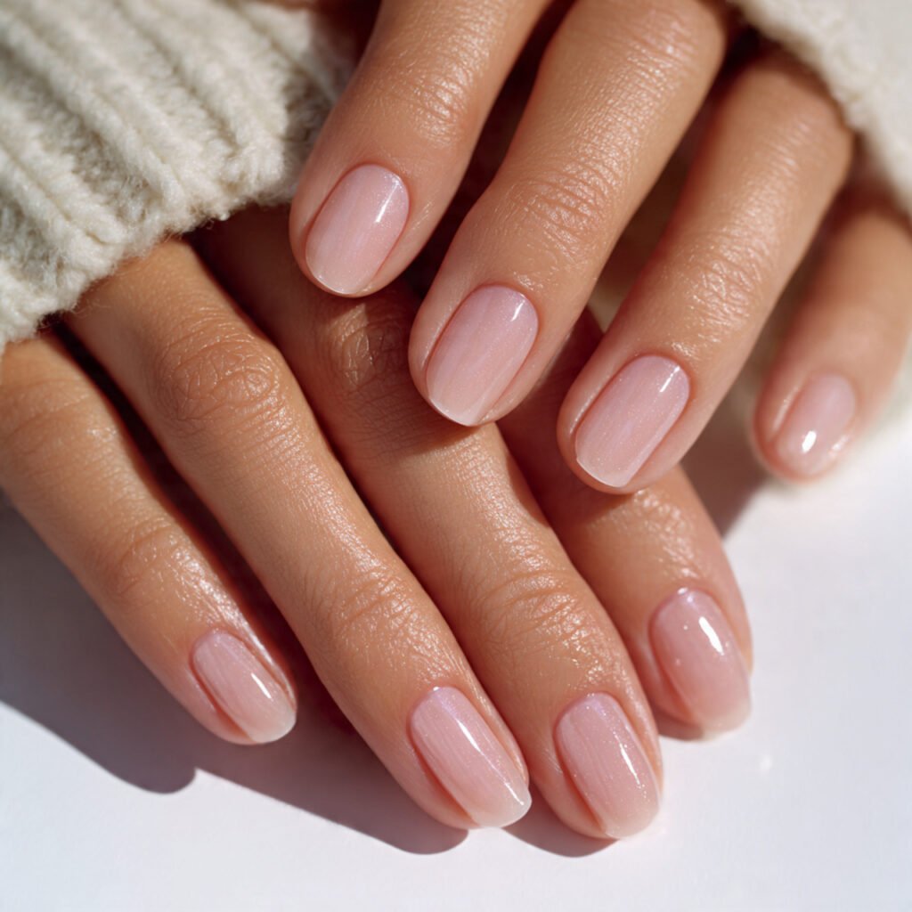 Sheer Glossy Nails for an Effortless Finish
