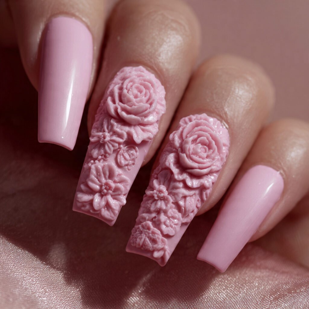 25 Spring Nails 2026 Ideas Flowers From Daisies to Dark Florals 14 3D Floral Nail Ideas for Spring 2026