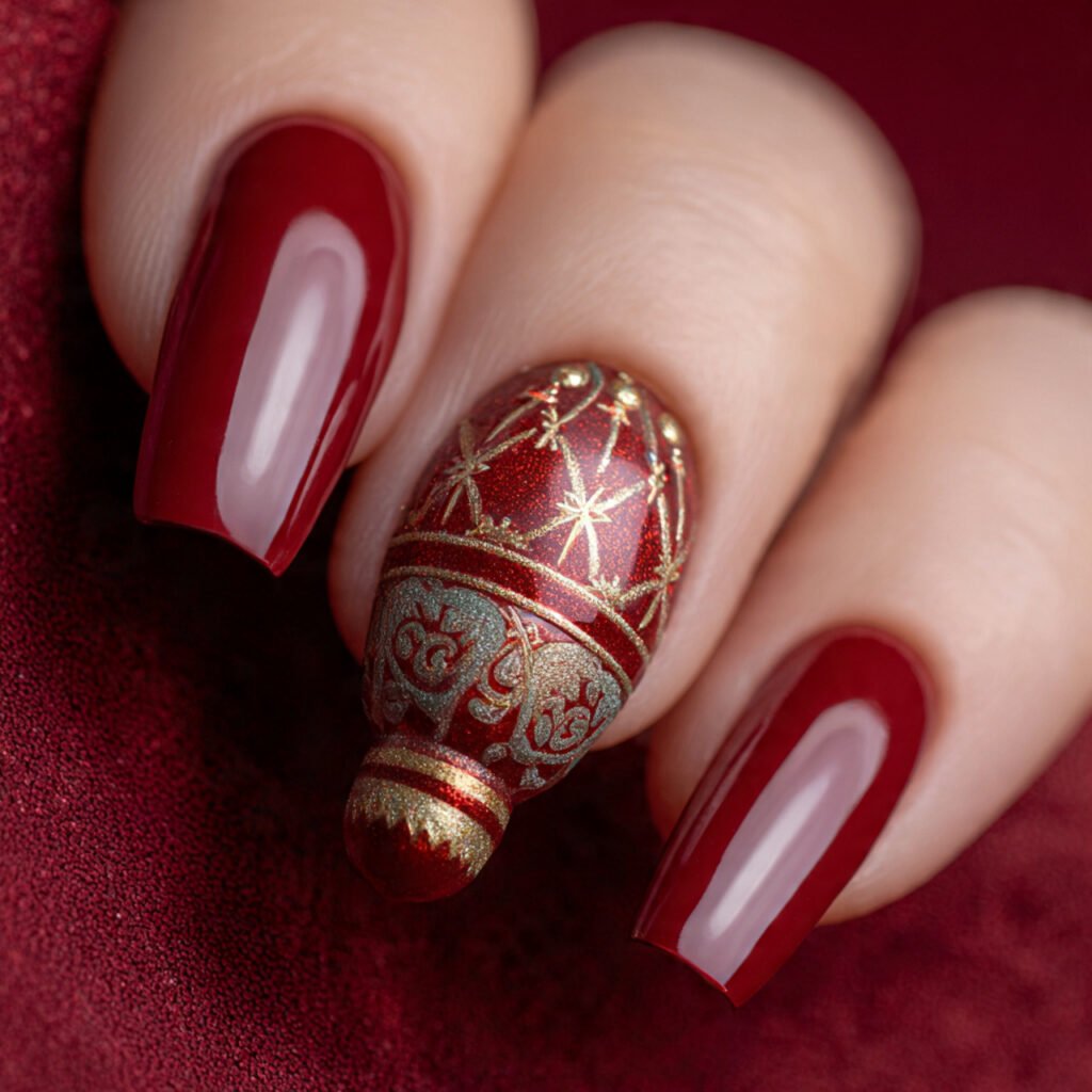 27 Holiday Nail Ideas That Will Make Your Festive Season Shine 28 3D Ornament Nail Art Ideas