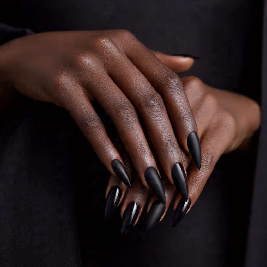 27 Gorgeous Nail Ideas for Black Women You Will Love 4 Black on Black Nail Ideas