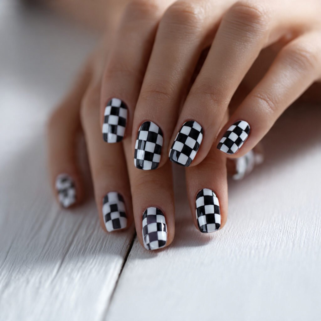 25 Awesome Summer Nails Square Designs That Make Every Outfit Better 5 Checkered Print Design