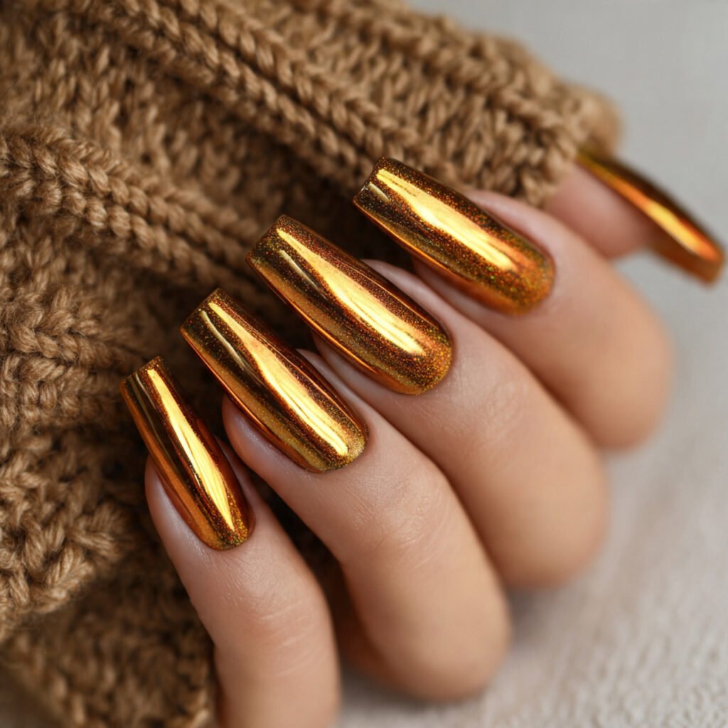 27 Stunning Thanksgiving Nail Ideas for a Festive Look 5 Harvest Gold Nail Ideas