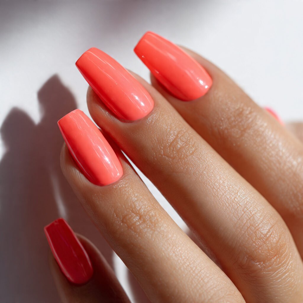 Neon Coral Nails Ideas