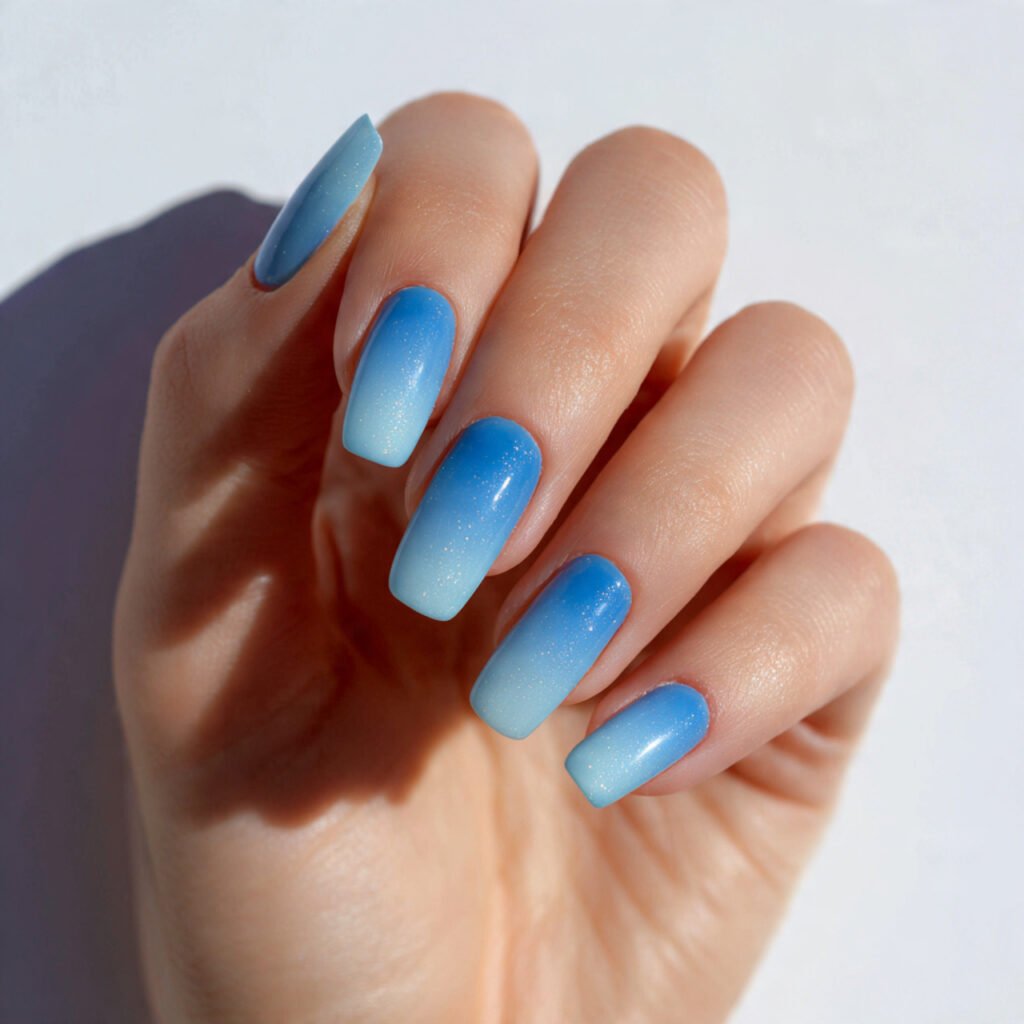 Sky Blue Ombre Nails
